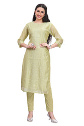 Green Silk Thread Embroidery Work Kurti for Women